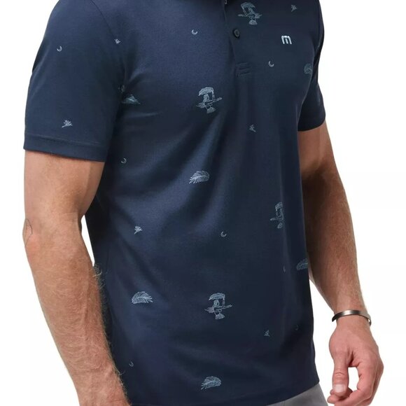 NWT Travis Mathew Beach Creature Golf Polo Shirt Total Eclipse Blue Size Small - Picture 1 of 10
